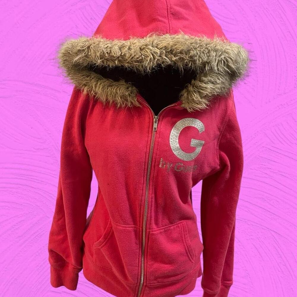 Pink faux fur hood zip